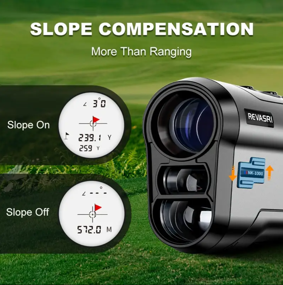 Revasri NK-1000 black golf rangefinder slope compensation feature